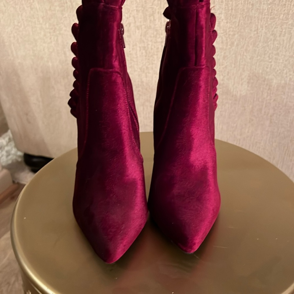 Burgundy Just Fab  suede boots.